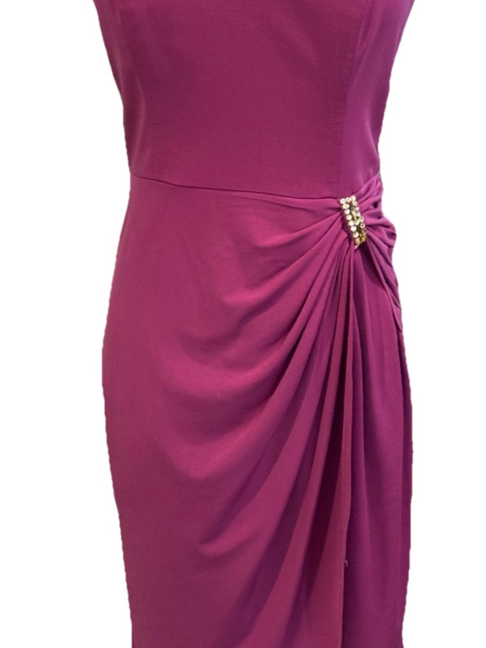 Laundry by Shelli Segal Strapless Fuchsia Ruched Cocktail Dress W/ Jewel